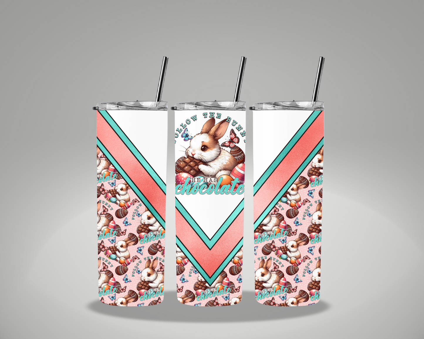 Easter Bunny Chocolate - 20oz Skinny Tumbler Wrap EEE EXCLUSIVE