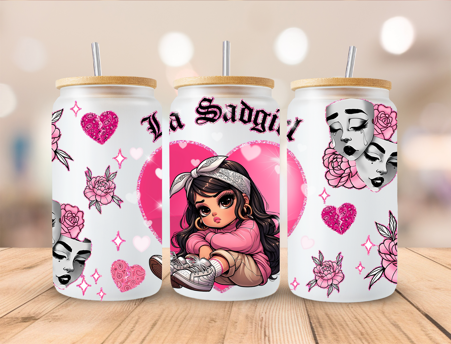 Chicano La Sadgirl - 16 oz / 20 oz Libby UV DTF Wrap