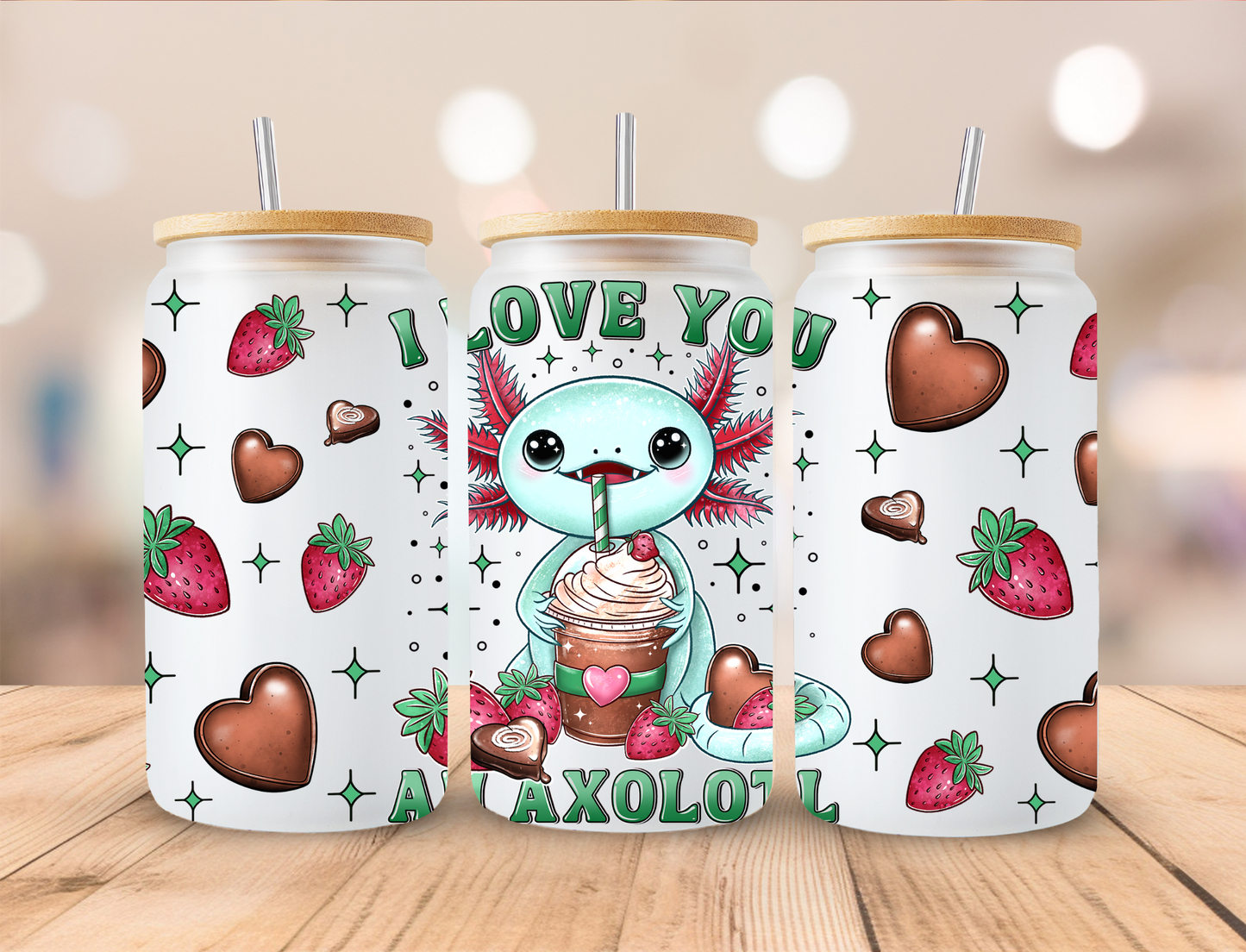 I love you Axatol Blue - 16 oz / 20 oz Libby UV DTF Wrap EXCLUSIVE DESIGN