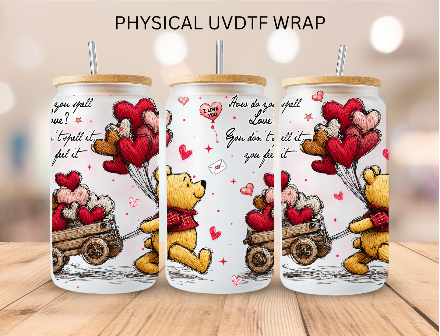Pooh Valentines - 16 oz / 20 oz Libby UV DTF