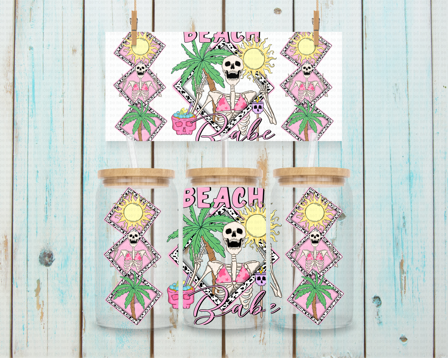 Skeleton Beach Babe - 16 oz / 20 oz Libby UV DTF Wrap CStage EXCLUSIVE