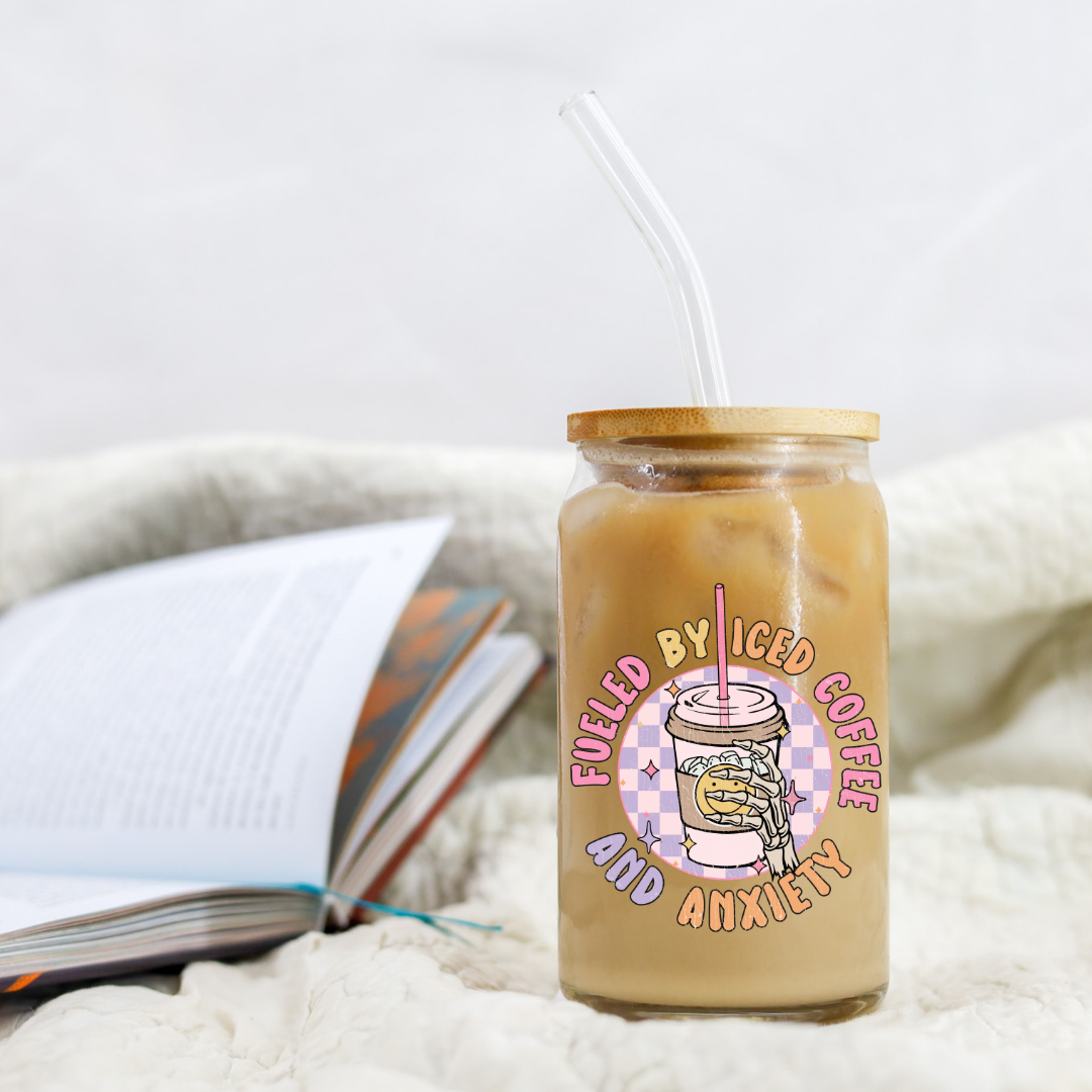 Fueled By Iced Coffee And Anxiety - UVDTF decals - UVDTF decals