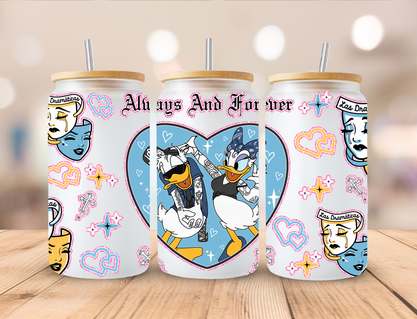 Valentines Duck Couple Always And Forever - 16 oz / 20 oz Libby UV DTF Wrap