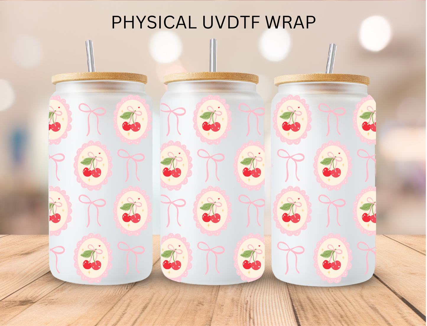 Boho Cherry Pictures - 16 oz / 20 oz Libby UV DTF Wrap