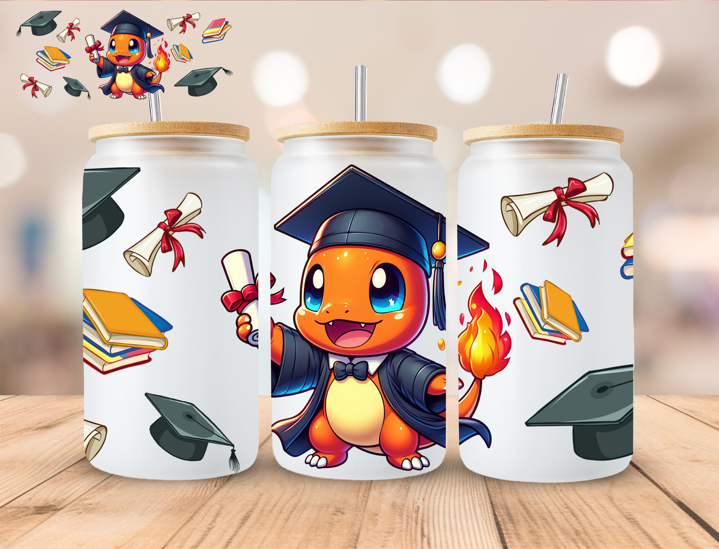 Graduate Fire Friend - 16 oz / 20 oz Libby UV DTF Wrap