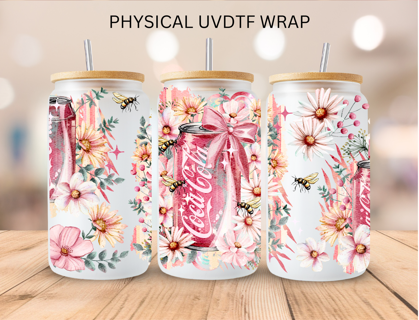 Floral Coke - 16 oz / 20 oz Libby UV DTF
