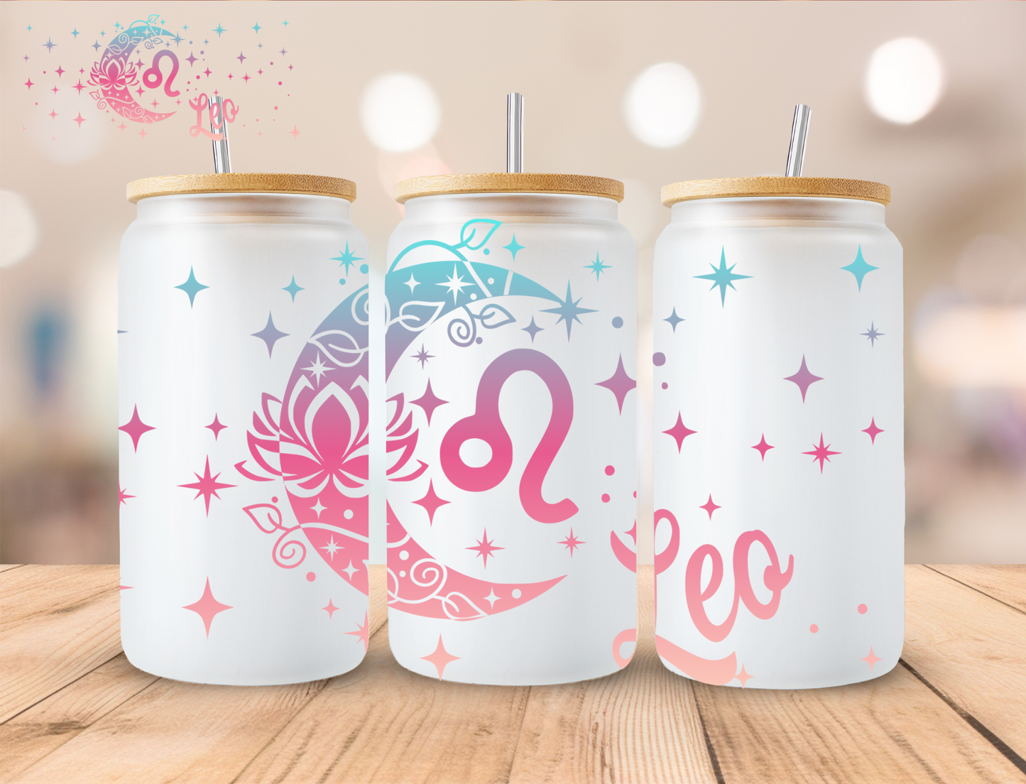 Leo Moon - 16 oz / 20 oz Libby UV DTF Wrap