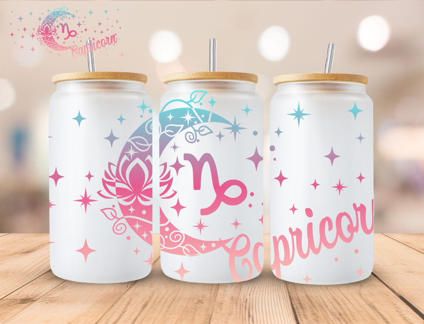 Capricorn Moon - 16 oz / 20 oz Libby UV DTF Wrap