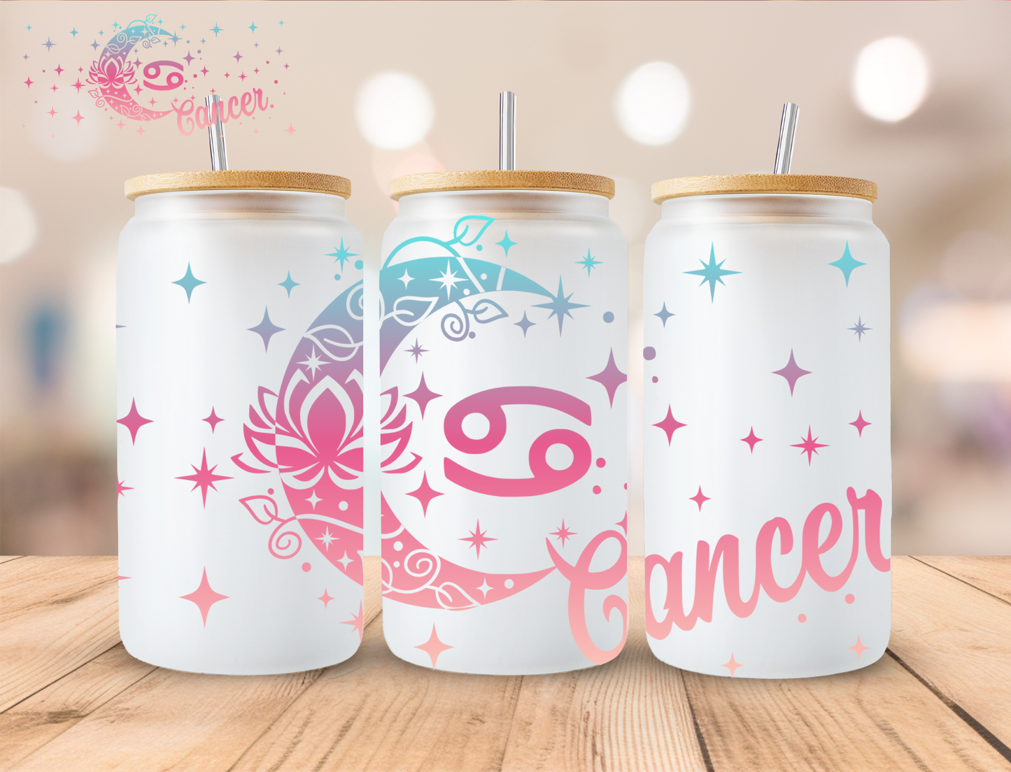 Cancer Moon - 16 oz / 20 oz Libby UV DTF Wrap