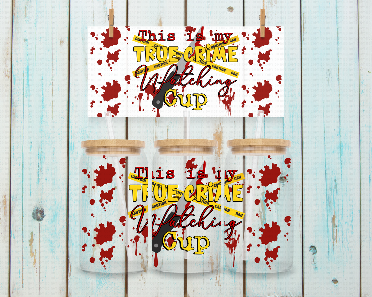 Halloween True Crime Watching Cup - 16 oz / 20 oz Libby UV DTF Wrap CStage EXCLUSIVE