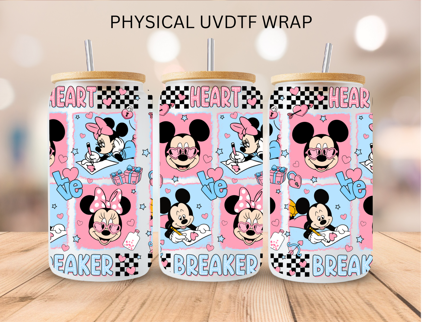 Valentines Mouse Couple Heart Breaker - 16 oz / 20 oz Libby UV DTF