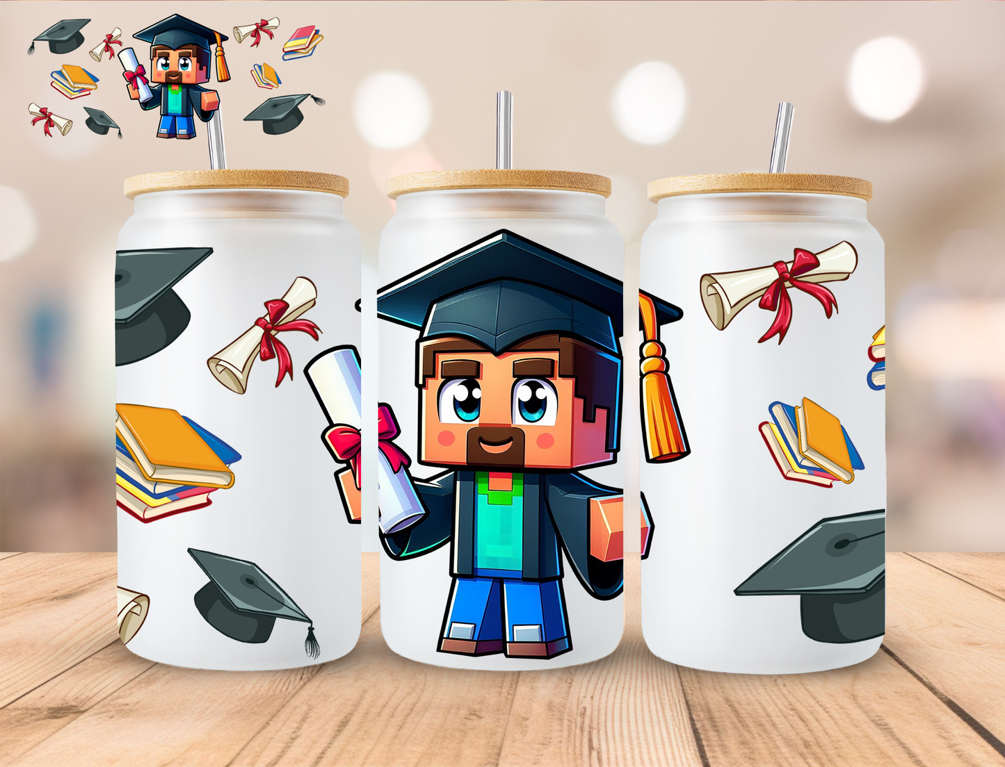 Graduate Mine Guy - 16 oz / 20 oz Libby UV DTF Wra