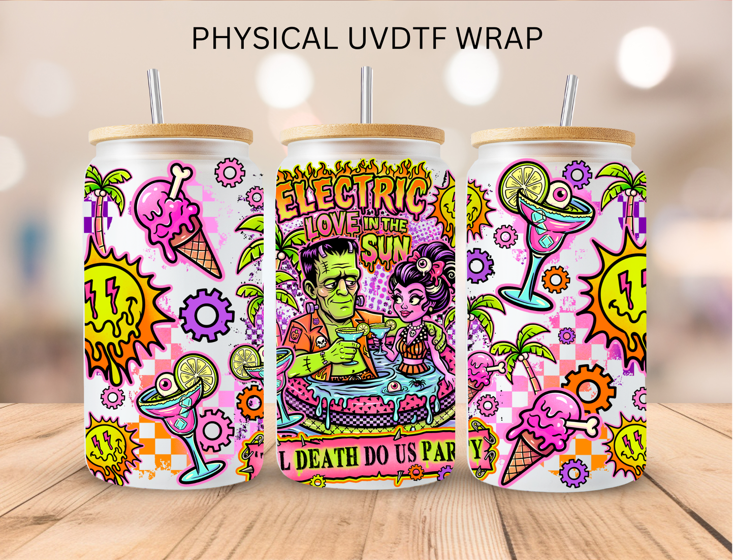 Horror Electric Love In The Sun - 16 oz / 20 oz Libby UV DTF Wrap