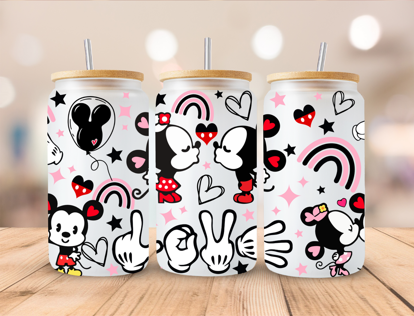 Valentines Mouse Couple - 16 oz Libby UV DTF Wrap
