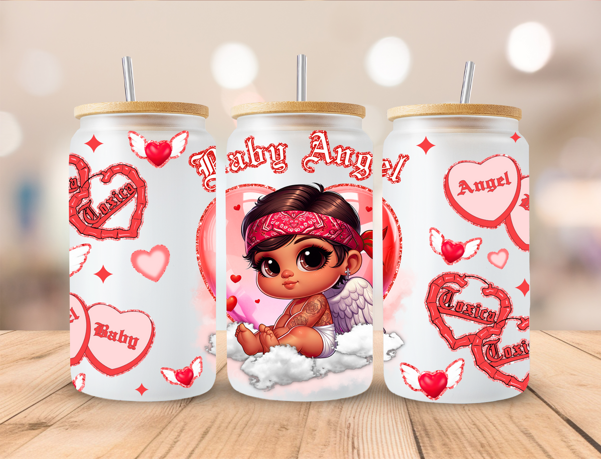 Baby Angel Brunette Baby Boy - 16 oz / 20 oz Libby UV DTF Wrap