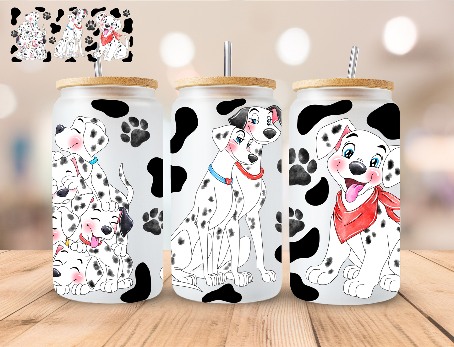 Dalmation Dogs - 16 oz / 20 oz Libby UV DTF Wrap