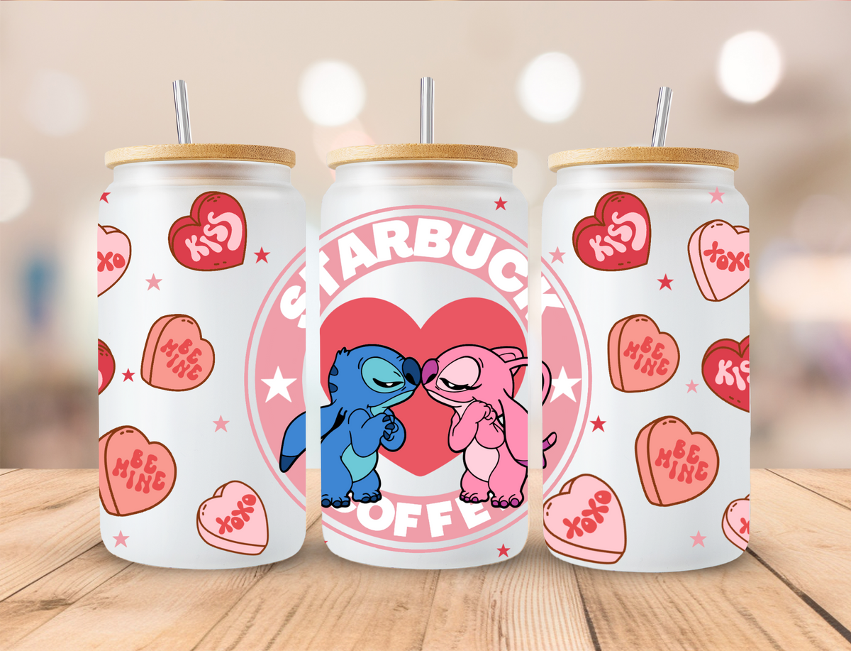 Valentines Alien Couple - 16 oz Libby UV DTF Wrap