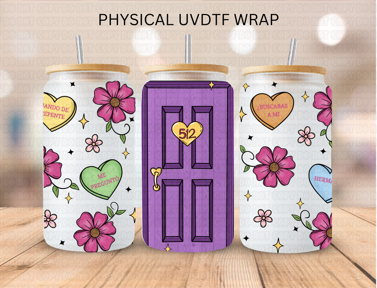Valentines Mi Pregunto Latino - 16 oz / 20 oz Libby UV DTF Wrap