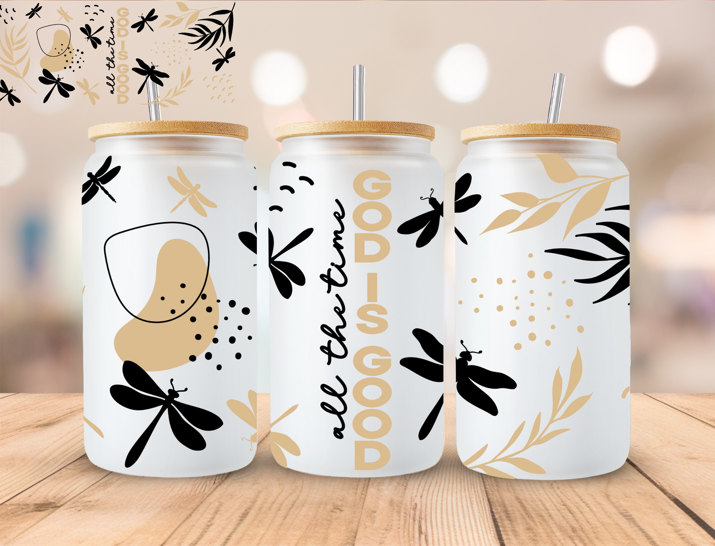 Christian faith God Is Good - 16 oz / 20 oz Libby UV DTF Wrap