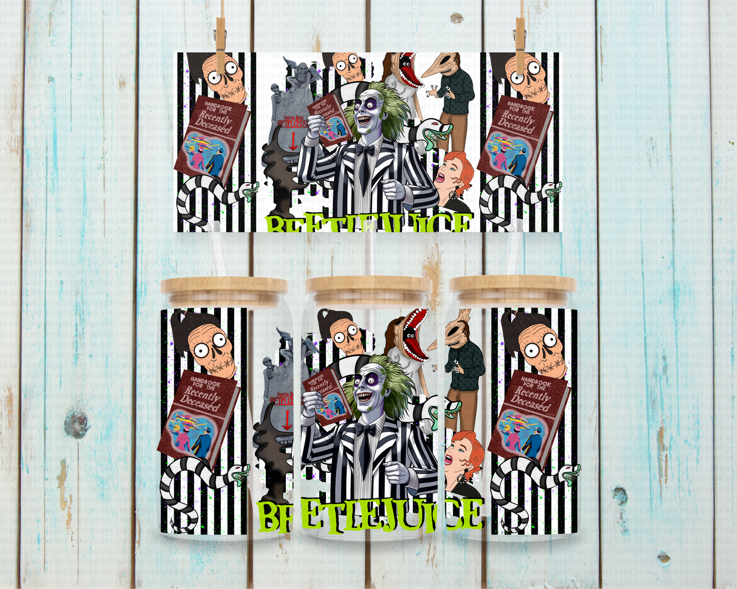 Striped Beetlejuice - 16 oz / 20 oz Libby UV DTF Wrap CStage EXCLUSIVE