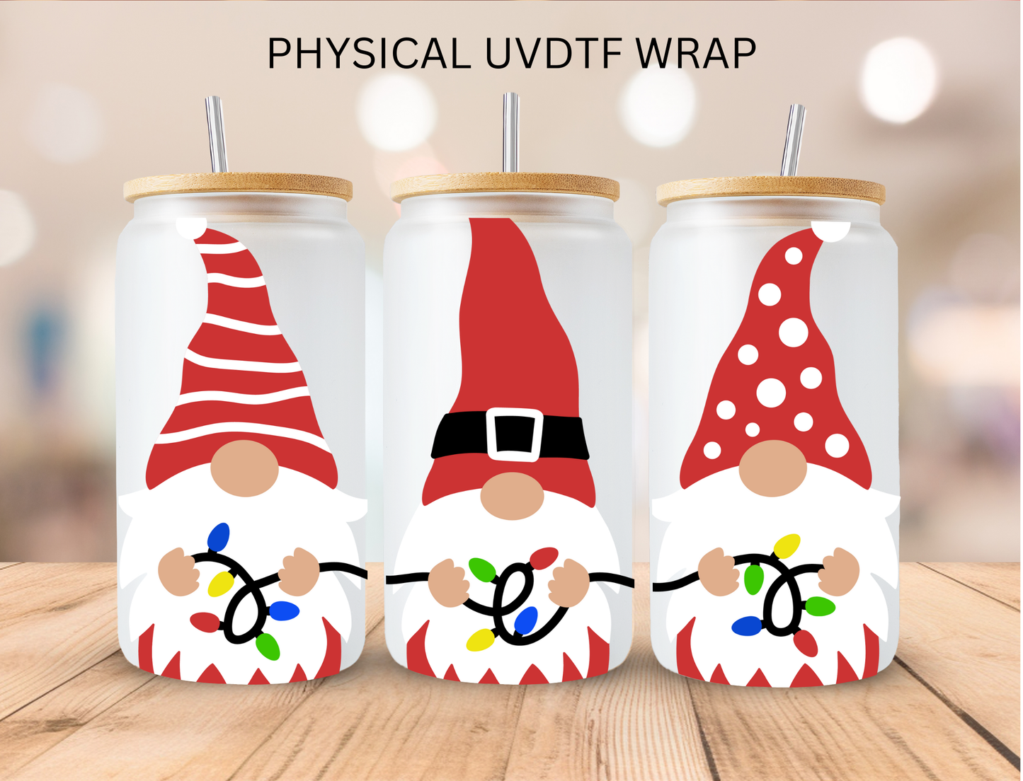 Christmas Gnomes - 16 oz / 20 oz Libby UV DTF Wrap