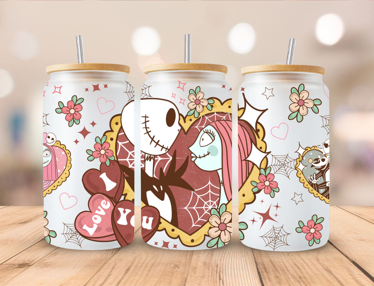 Valentine Skeleton Couple (2) - 16 oz Libby UV DTF Wrap