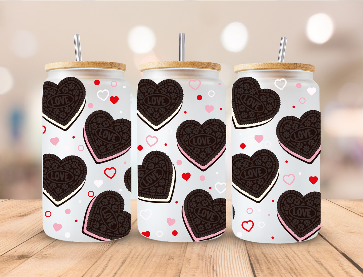 Valentines Heart Oreos - 16 oz Libby UV DTF Wrap