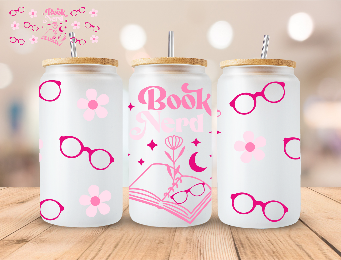 Book Nerd - 16 oz / 20 oz Libby UV DTF Wrap