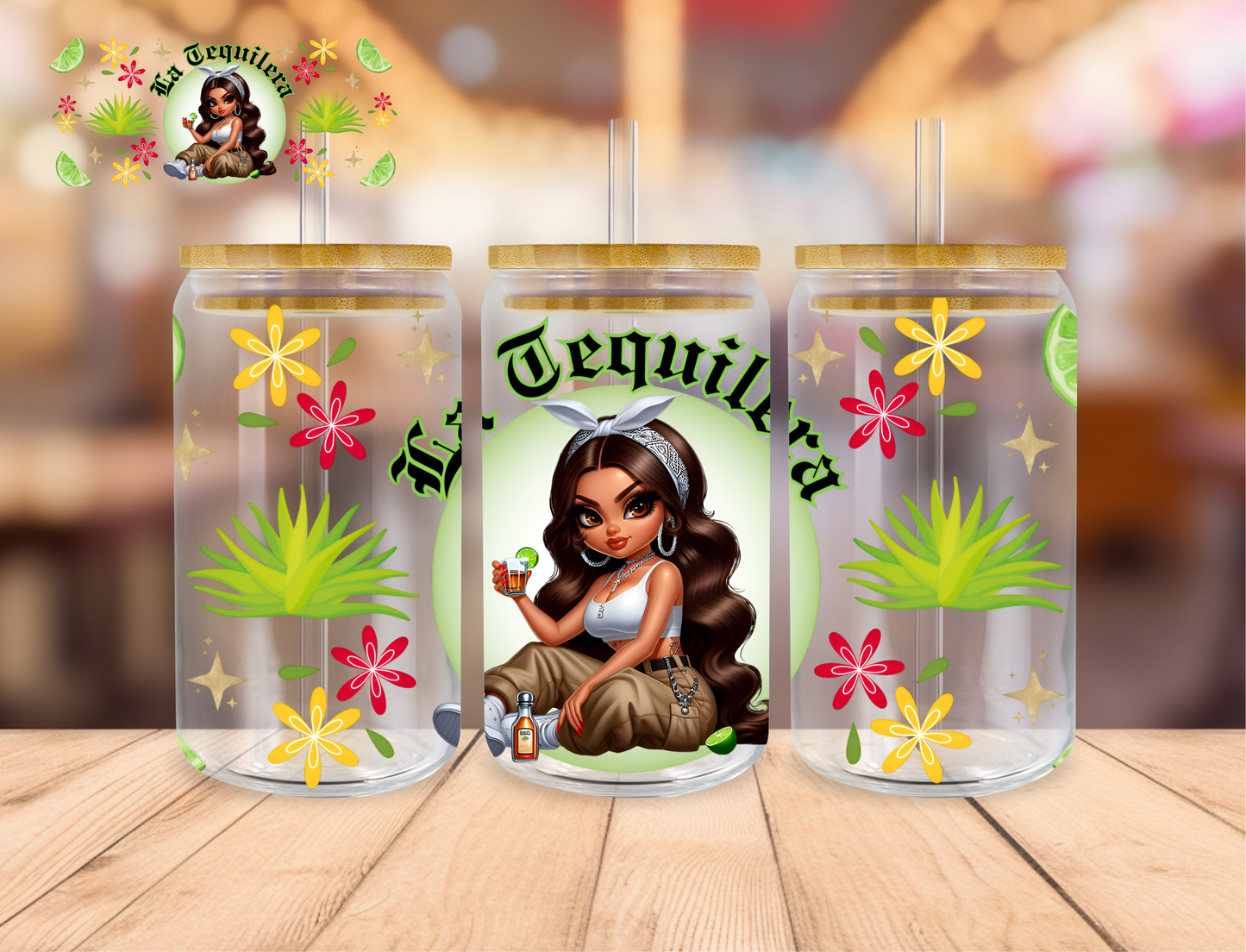 La Tequilera - 16 oz / 20 oz Libby UV DTF Wrap