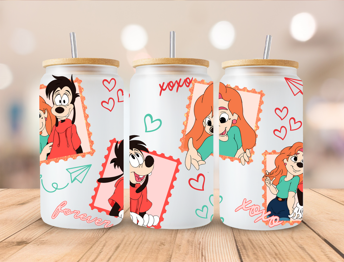 Valentines Characters Forever Love - 16 oz / 20 oz Libby UV DTF Wrap