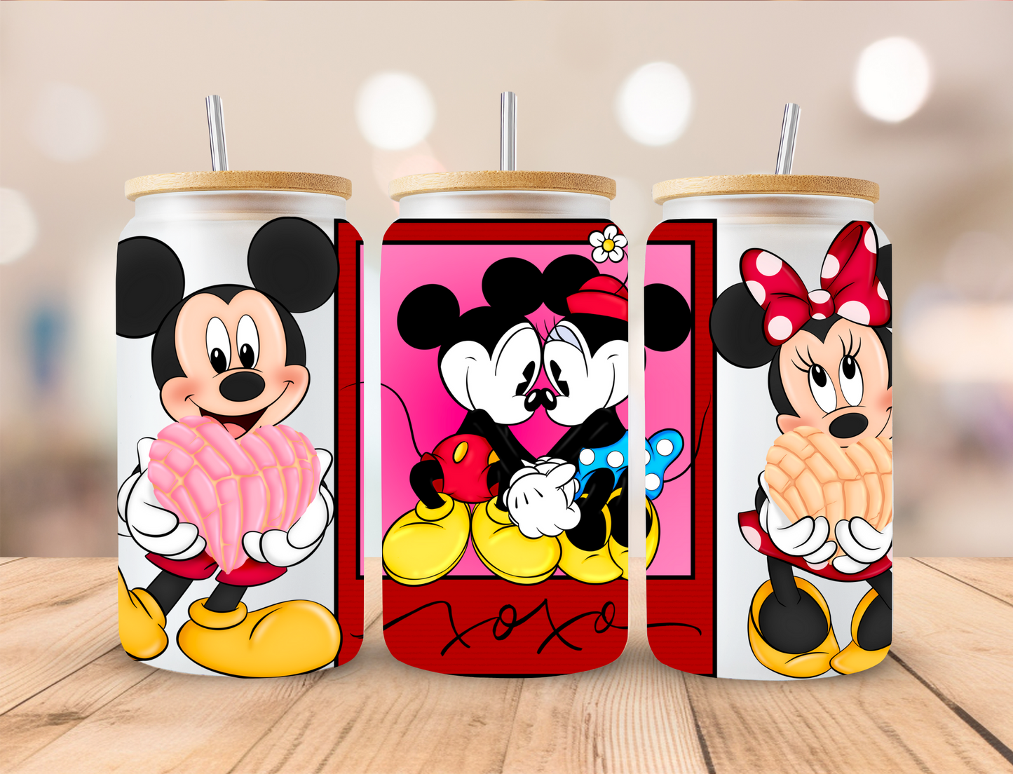 Valentines Mouse Couple Card XOXO - 16 oz Libby UV DTF Wrap