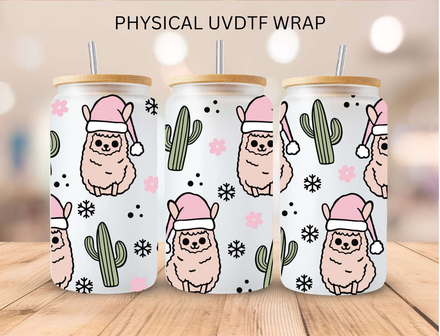 Christmas Llama - 16 oz / 20 oz Libby UV DTF Wrap