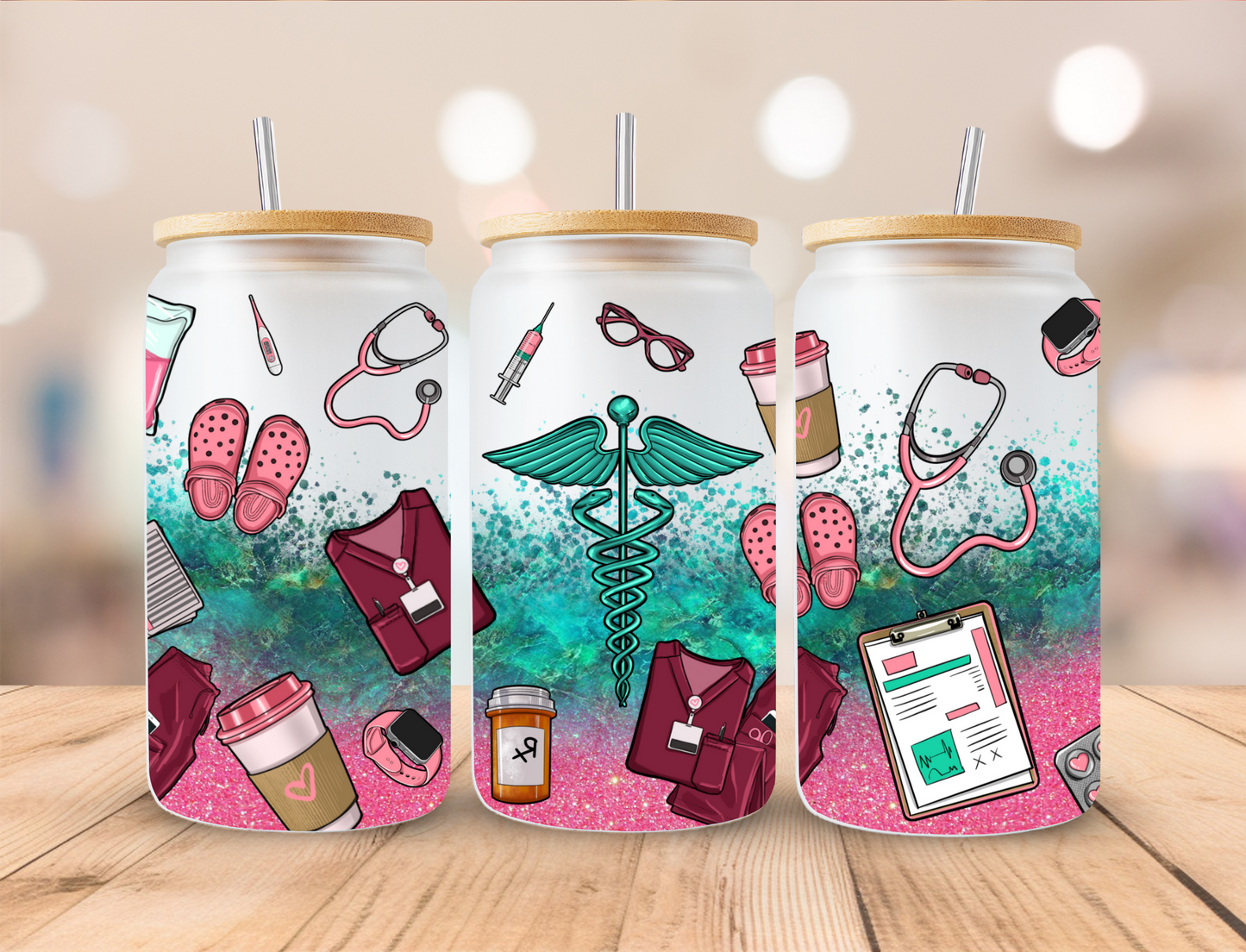 Medical Necessities Nurse Gear - 16 oz Libby UV DTF Wrap