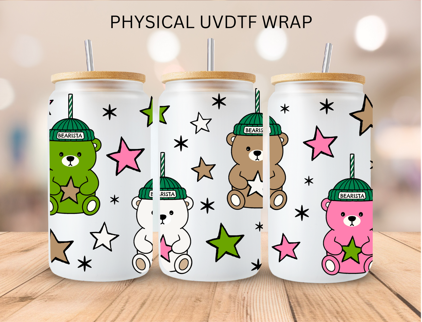 Coffee Drink bears - 16 oz / 20 oz Libby UV DTF