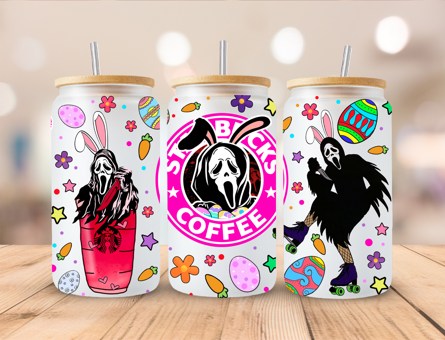 Horror Easter Coffee - 16 oz / 20 oz Libby UV DTF Wrap