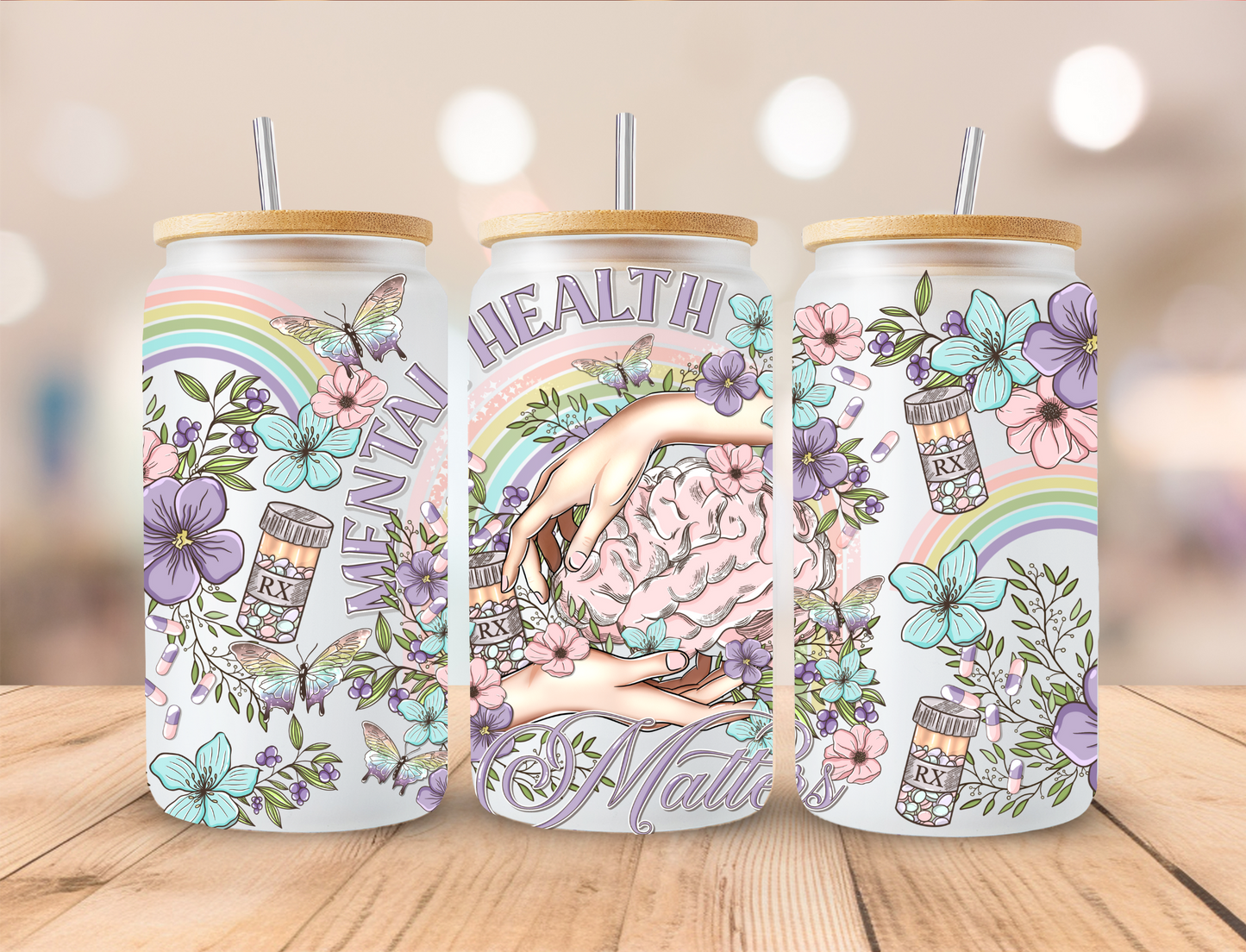 Mental Helth Matters - 16 oz / 20 oz Libby UV DTF Wrap EXCLUSIVE DESIGN