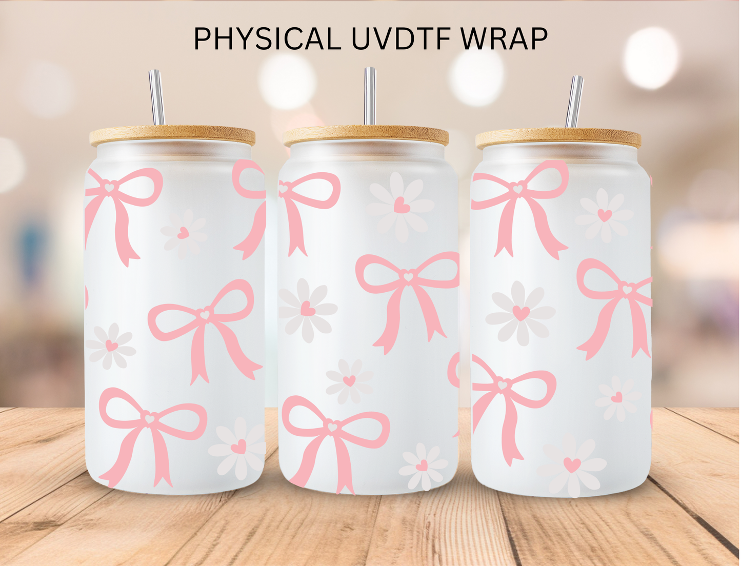 Pink Coquette Bows And Daisies - 16 oz / 20 oz Libby UV DTF