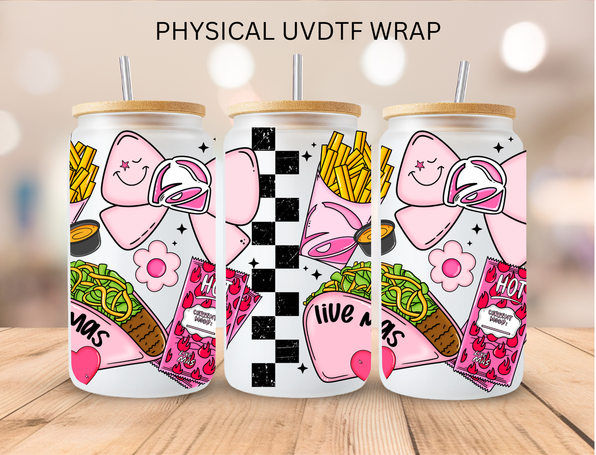 Valentines Pink Tacos - 16 oz / 20 oz Libby UV DTF