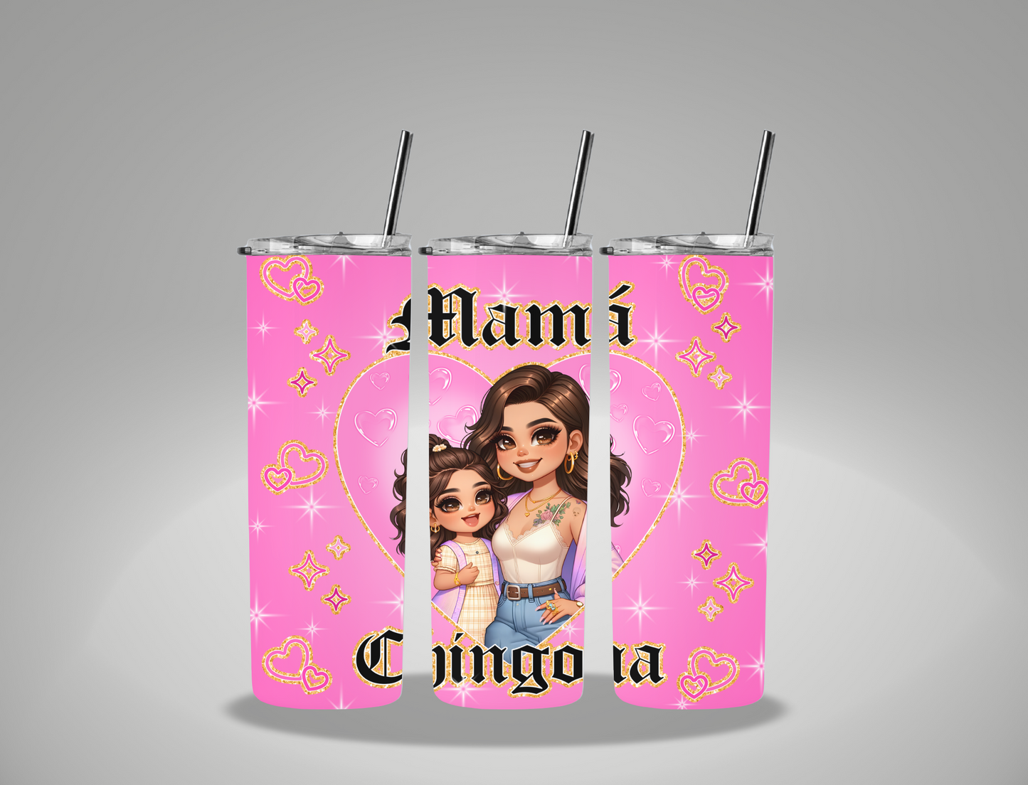 Chicano Pink Mama Chingona - 20oz Skinny Tumbler Wrap