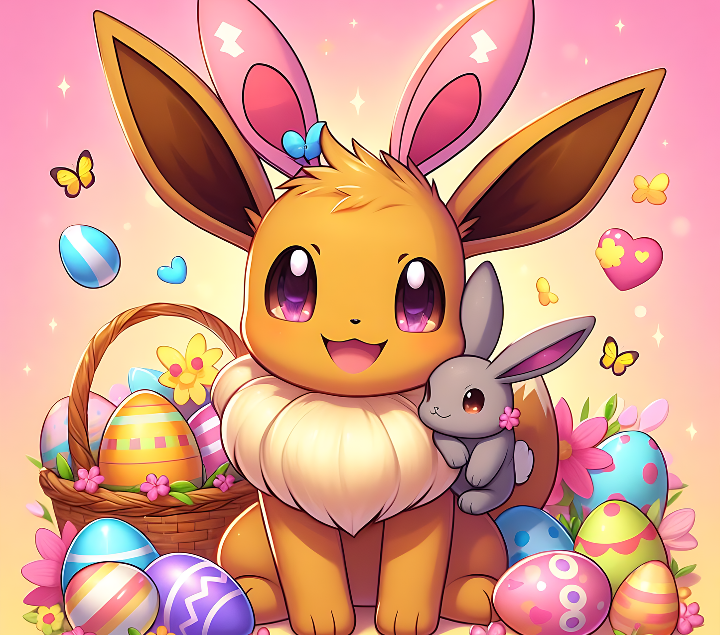 Easter Print Anime Character Bunny - 20 Oz Straight Sublimation Transfer