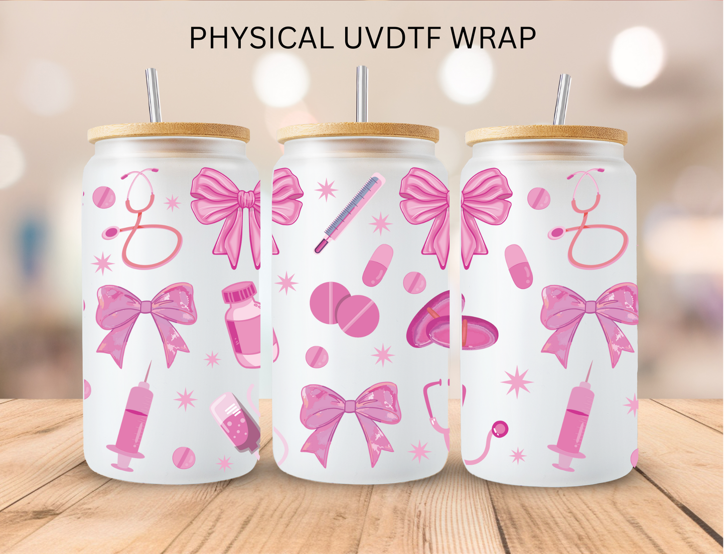 Pink Coquette Bow Doctor - 16 oz / 20 oz Libby UV DTF