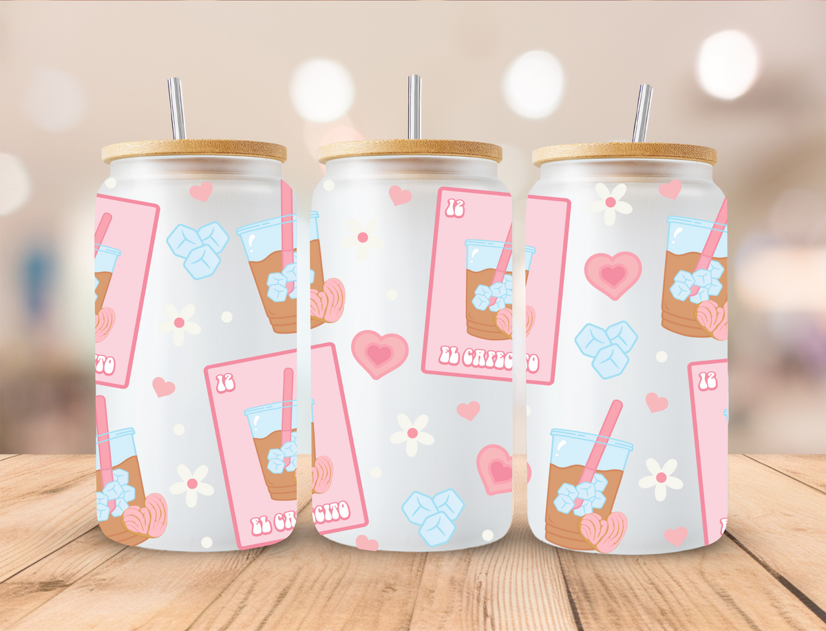 Valentines Cafecito Cards - 16 oz Libby UV DTF Wrap