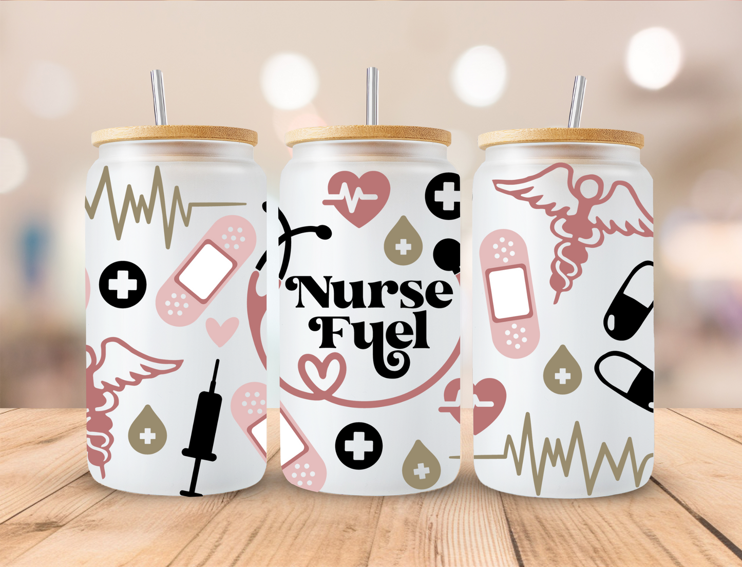 Nurse Fuel - 16 oz / 20 oz Libby UV DTF Wrap