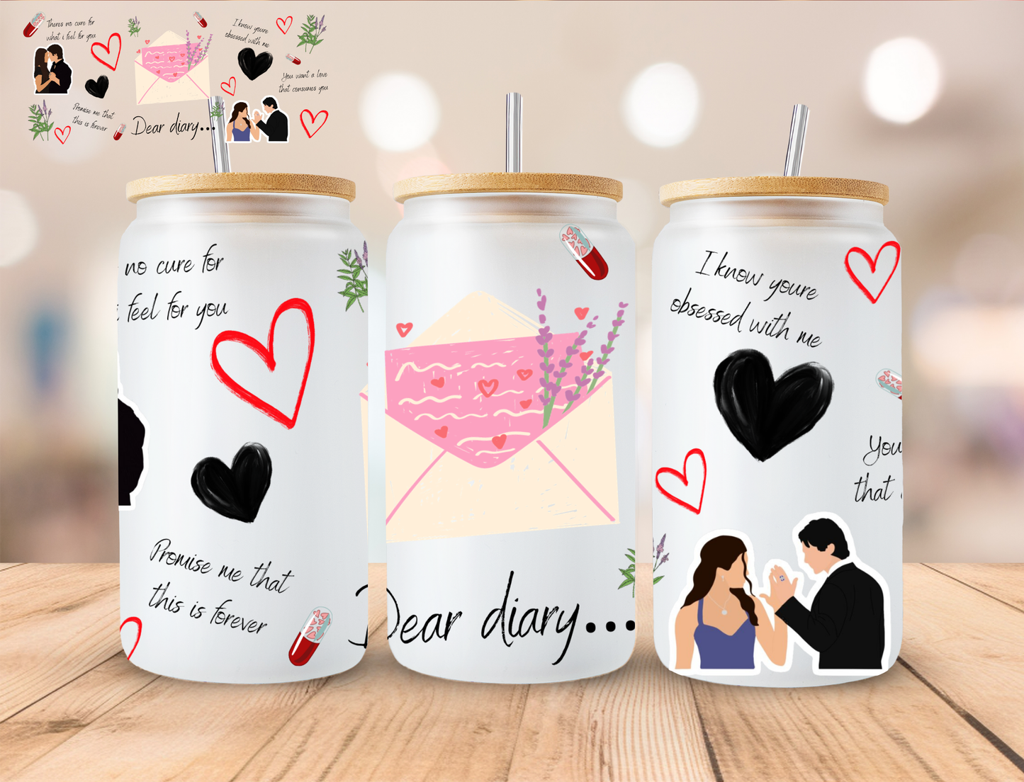 Vampire Dear Diary - 16 oz / 20 oz Libby UV DTF Wrap