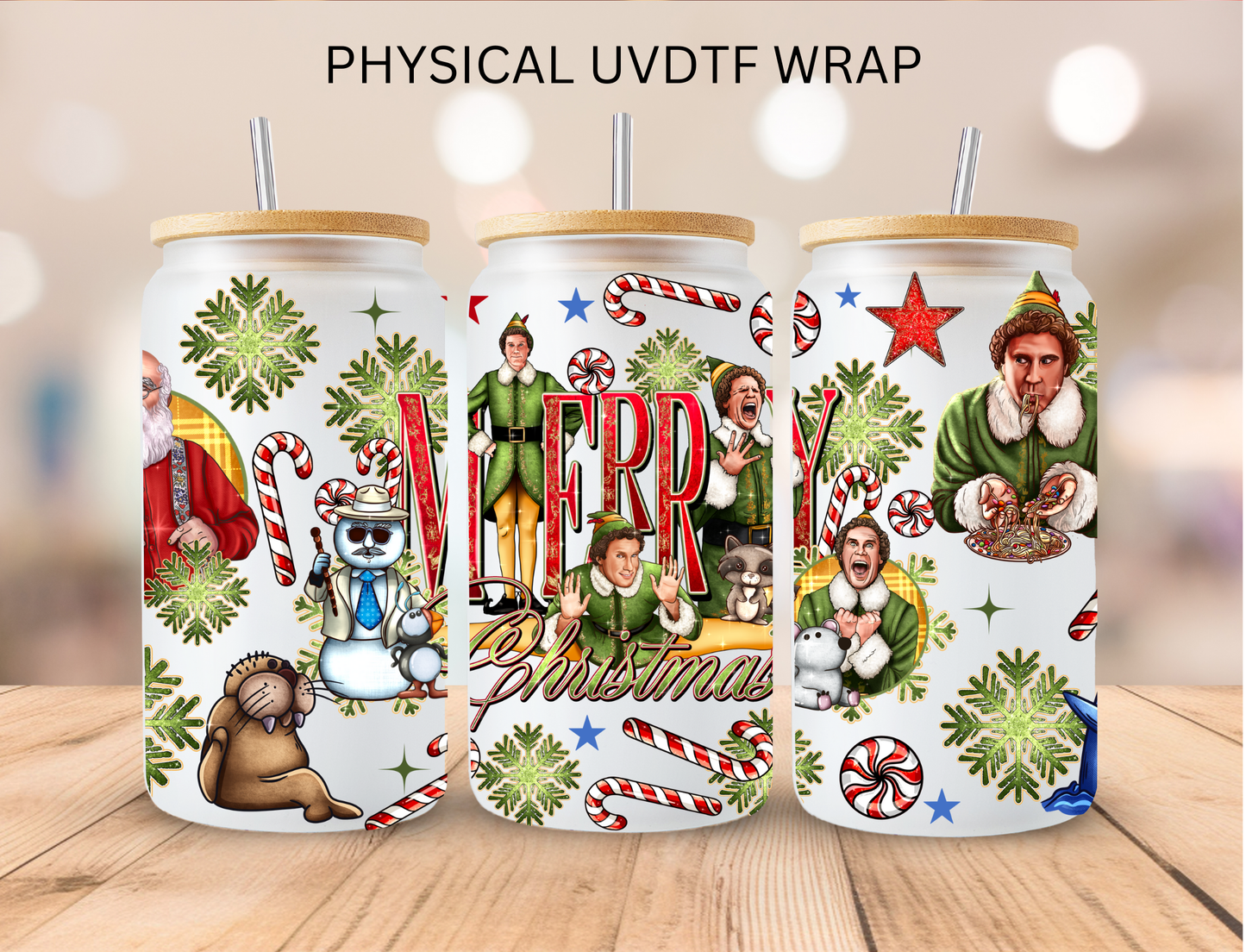 Merry Christmas Elf - 16 oz / 20 oz Libby UV DTF