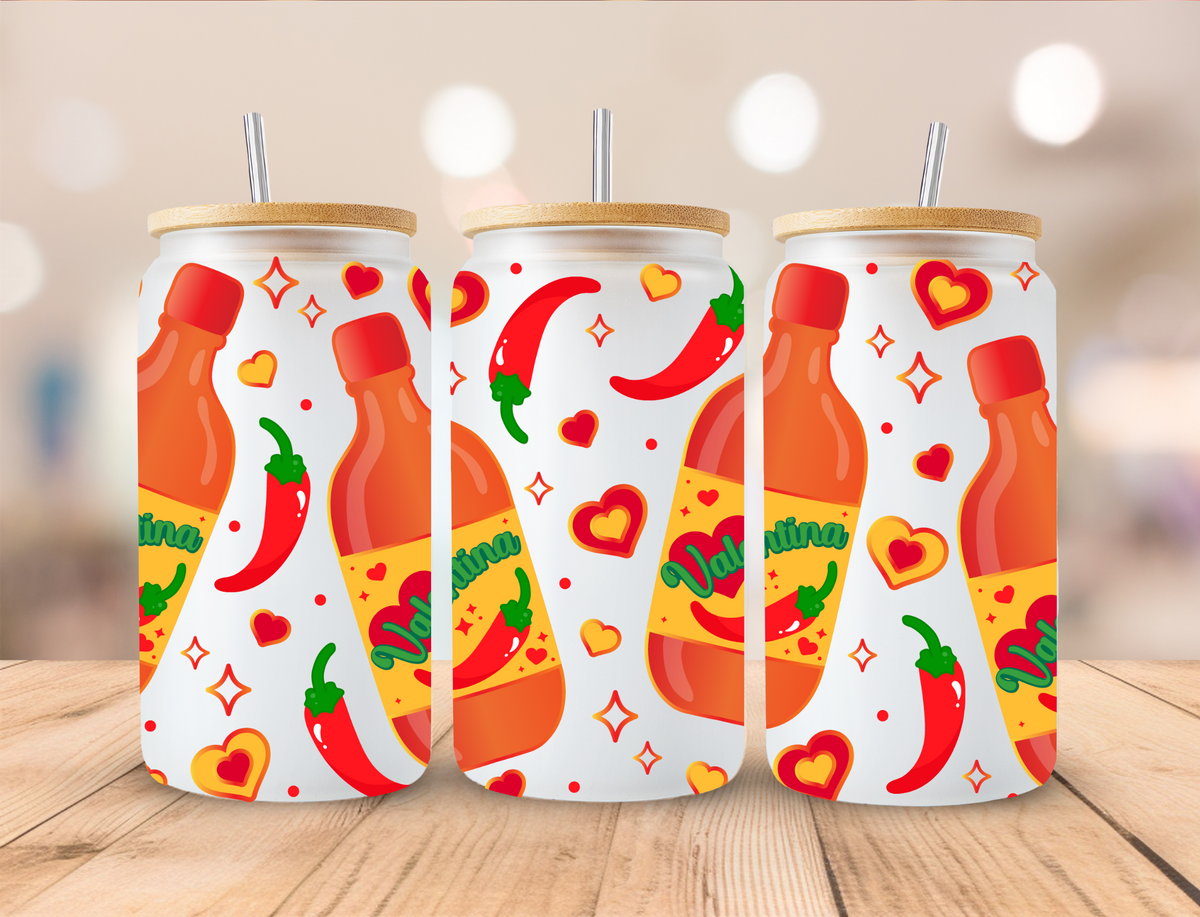 Valentines Valentina Sauce - 16 oz Libby UV DTF Wrap