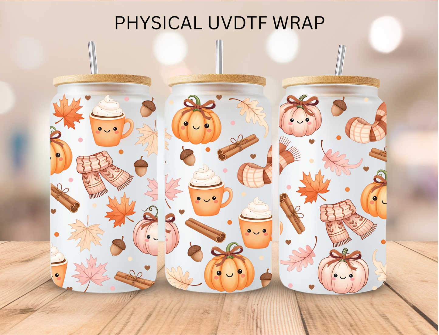 Fall Pumpkin Aesthetic - 16 oz / 20 oz Libby UV DTF Wrap