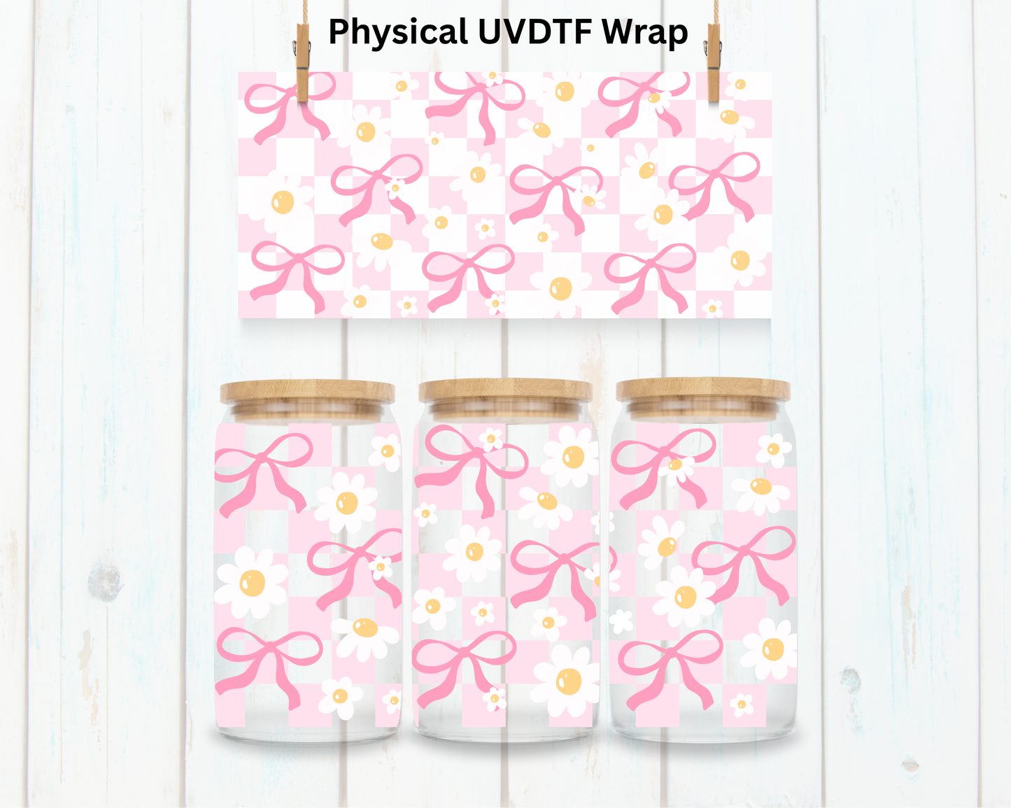 Coquette Bow's And Daisies - 16 oz / 20 oz Libby UV DTF