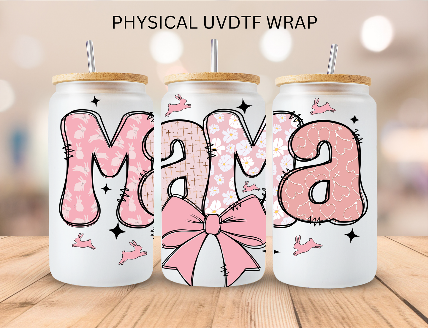 Easter Mama Pink Bows - 16 oz / 20 oz Libby UV DTF