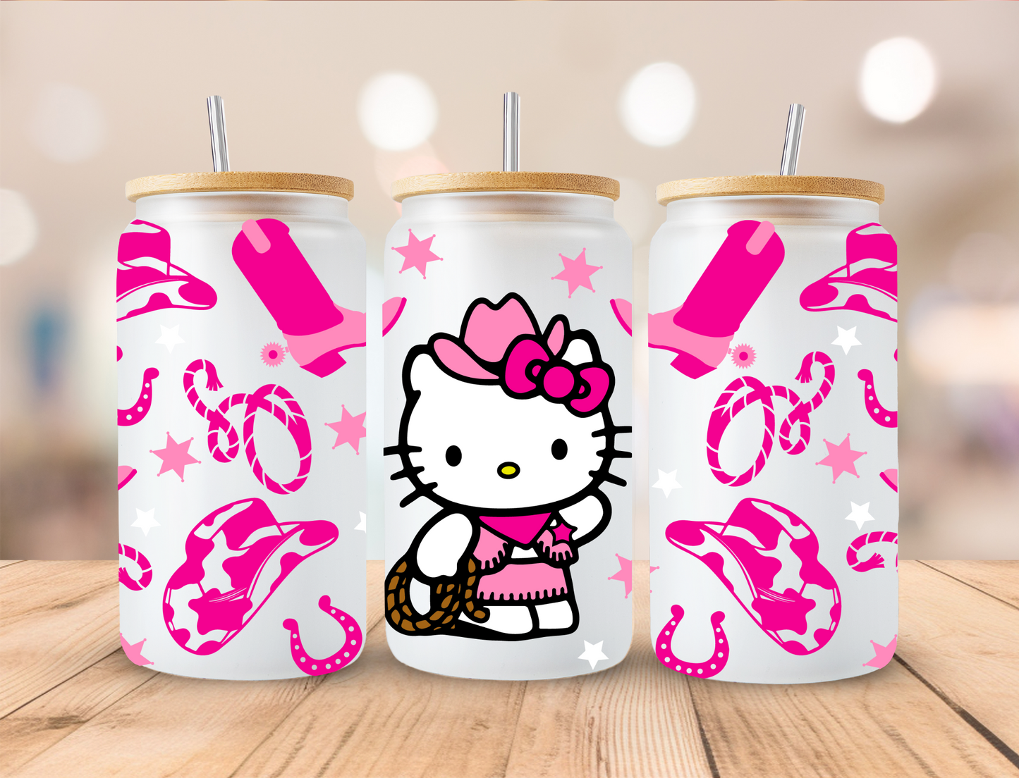 Cowgirl Kitty - 16 oz / 20 oz Libby UV DTF Wrap